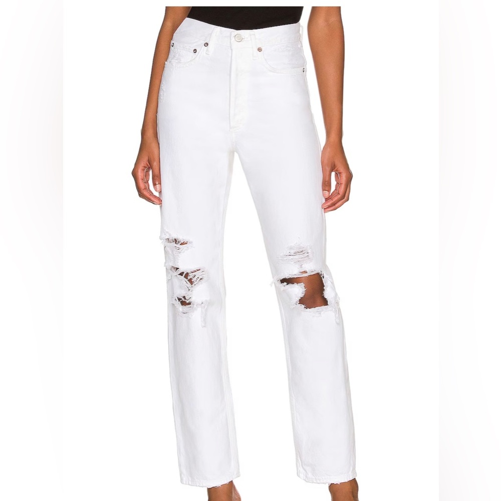 AGOLDE | size 26 | WHITE DENIM DISTRESSED JEANS | worn 1 time